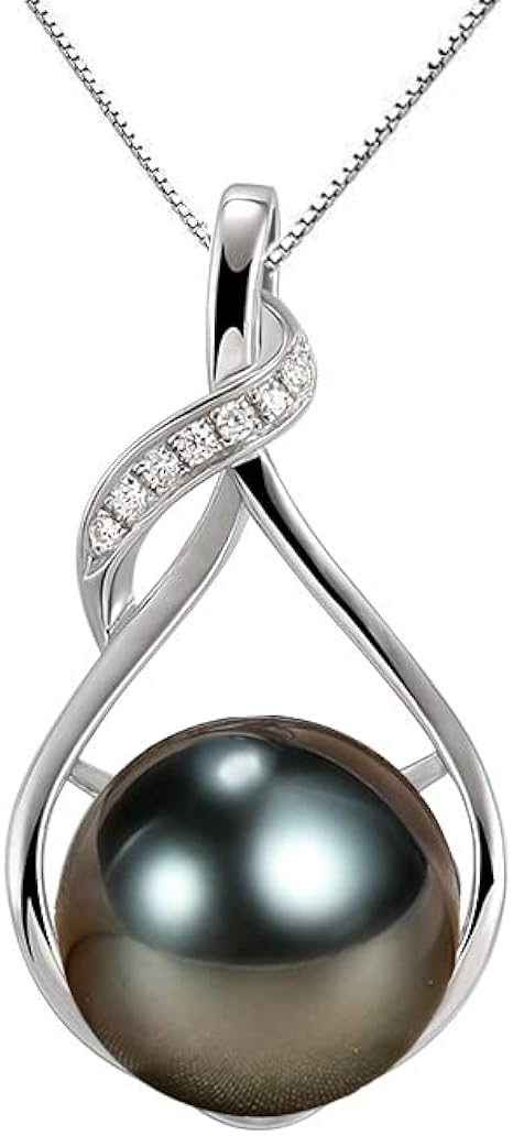 Gifts for Women-Tahitian-Black-Pearl-Necklace-Gift for Wife Wedding Birthday Anniversary-Mom Girlfriend Her Mothers Day Valentines Day Christmas-18K Gold Plated Sterling Silver Pearl Pendant