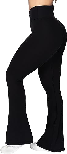 Flare Leggings, Crossover Yoga Pants with Tummy Control, High-Waisted and Wide Leg