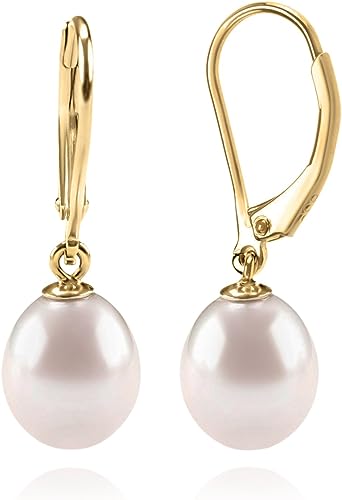 Handpicked AAA+ Quality Freshwater Cultured Pearl Earrings Leverback Dangle Stud Pearl Earrings