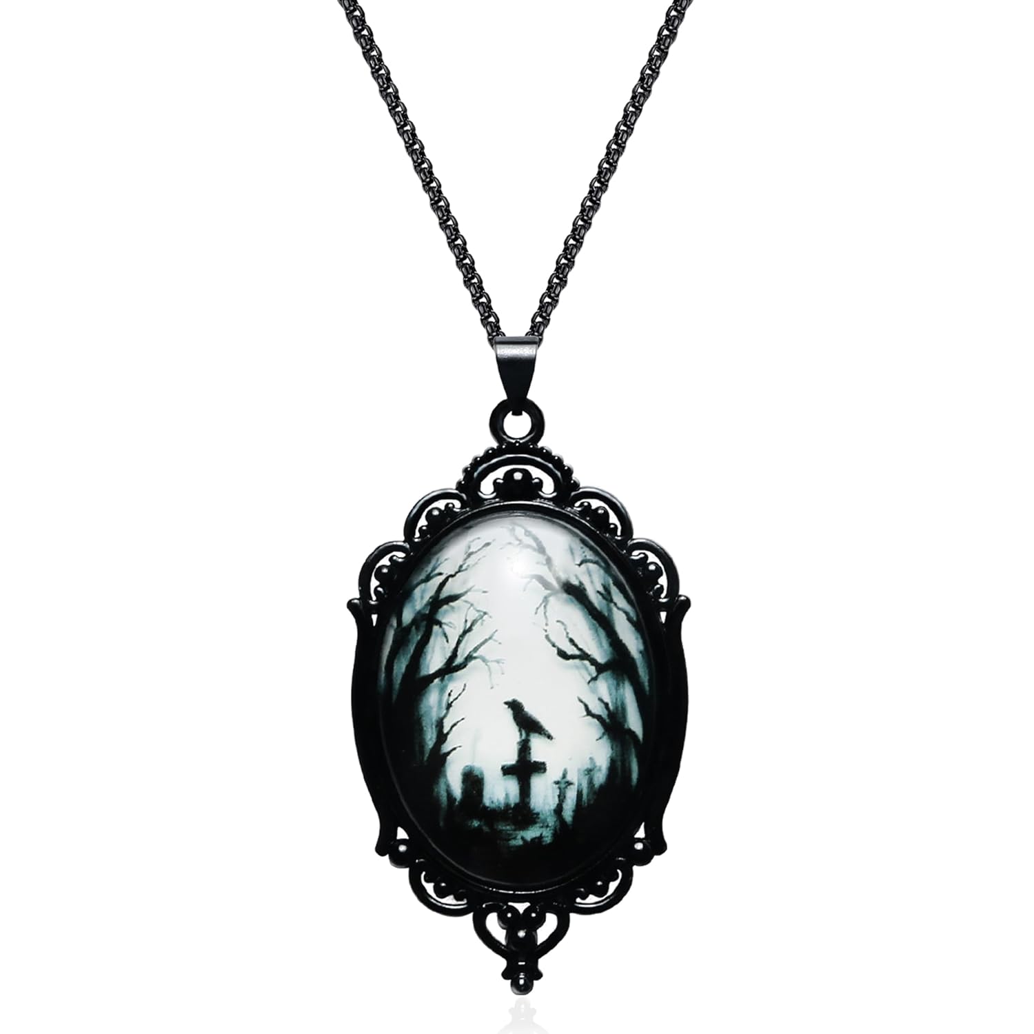 Halloween Gothic Jewelry goth pendant necklace as Halloween Costume,Gothic Necklace for Goth Accessories, Halloween Necklace for Women Raven Necklace Black Jewelry as Goth Gifts for Halloween Party