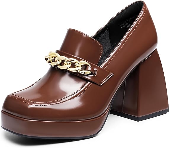 Women’s Dressy Chunky Loafers with Low Block Heels, Comfort Platform Business Casual Pumps for Office and Work