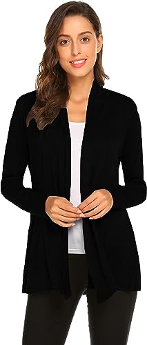 Womens Casual Lightweight Long Sleeve Cardigan Soft Drape Open Front Fall Dusters (S-3XL)